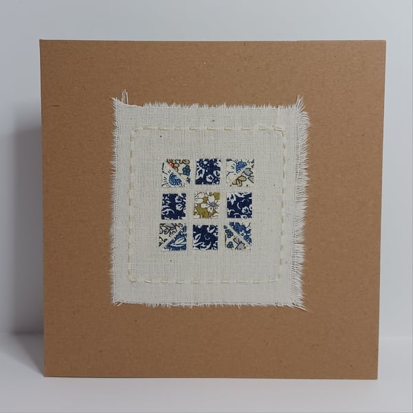 Little Blue Patches Hand Stitched Card