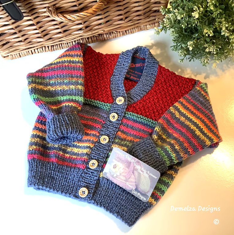 Designer Colourful Hand Knitted Baby Cardigan Size 12 - 18 months size 