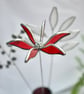 Stained Glass Flower - Handmade 3D Red Clematis - Silver Finish - Image 3