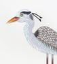 Grey heron ornament, hand painted wooden bird art, water bird decoration - Image 4