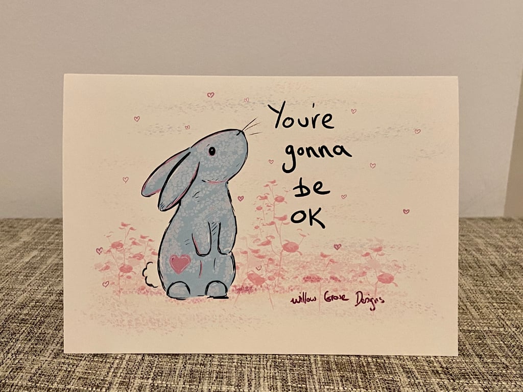 Gonna be ok bunny greetings card 