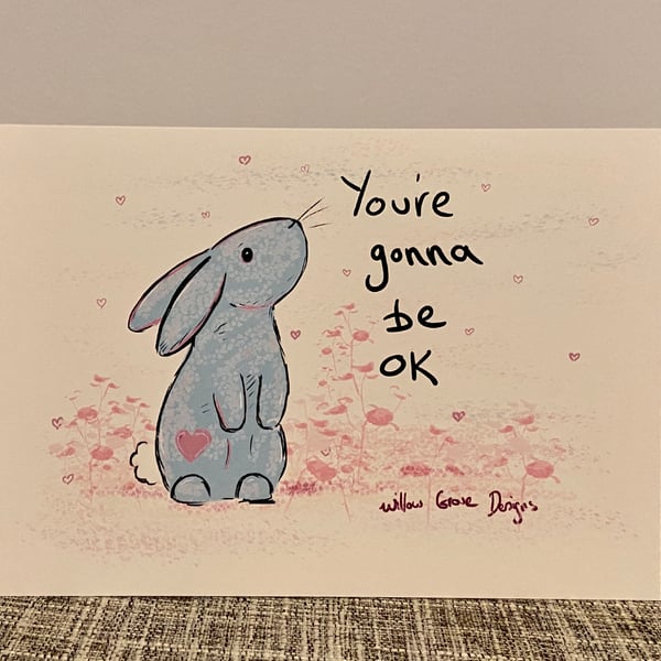 Gonna be ok bunny greetings card 