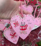 Hand-painted Pink Christmas Food and Drink Hearts 10cm - Image 9