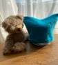 Turquoise baby hat, handknitted, 0-3 months - Image 2