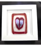  Fused Glass Heart Dichroic Picture Box framed Red 002 - Image 3
