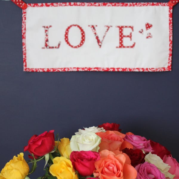 Floral 'Love' fabric banner