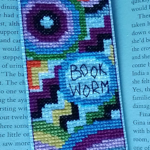 Bookworm Bookmark, Geometric Bookmark,  Abstract Bookmark - Blue Circle