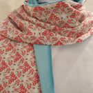 Liberty of London Print Long Scarf.Cotton Tana Lawn and Velvet  