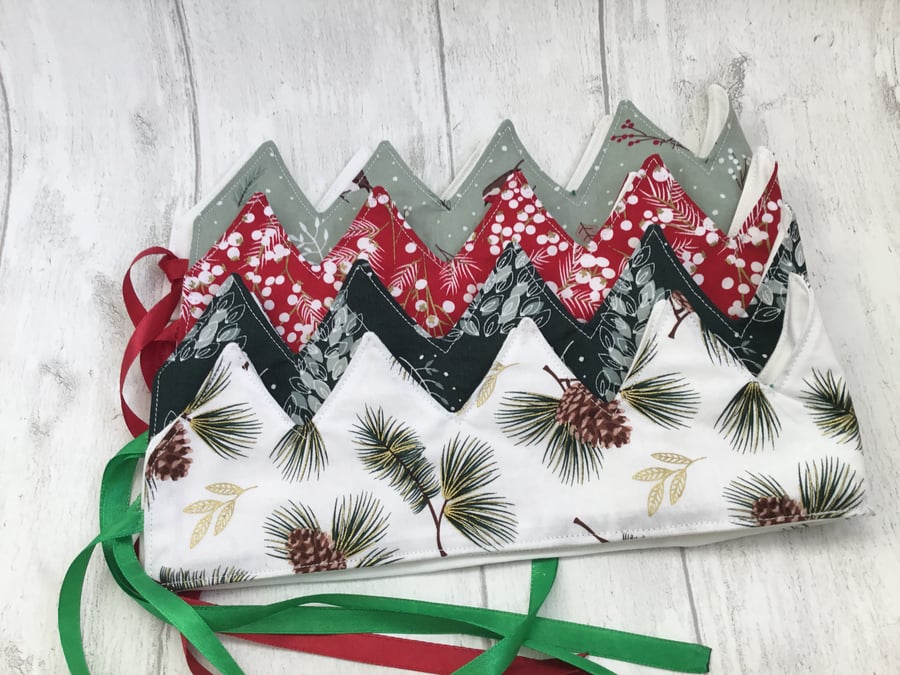 Christmas Crowns - set of four reusable crowns in different fabrics