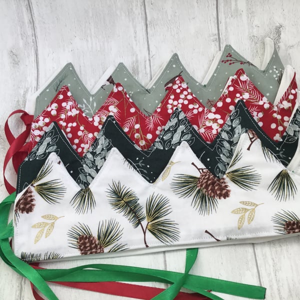 Christmas Crowns - set of four reusable crowns in different fabrics