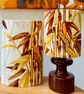 Oriental Bamboo Yellow Orange 50s 60s Barkcloth vintage fabric Lampshade  - Image 1