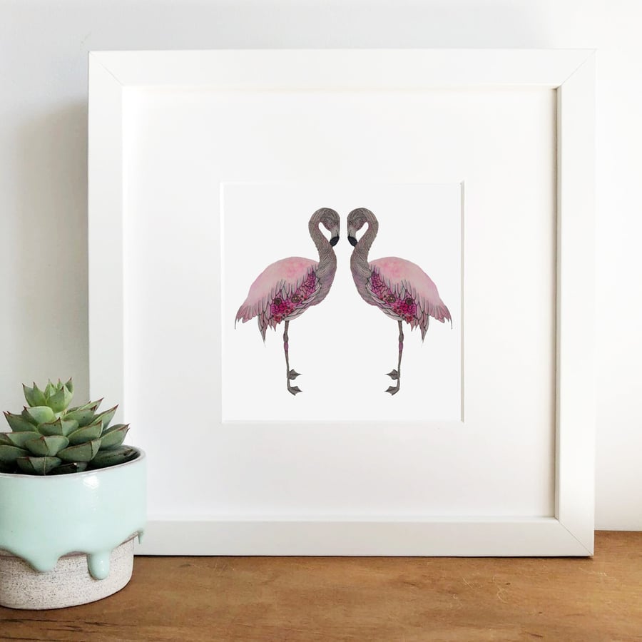 'Flamingo Love' Limited Edition Framed Print