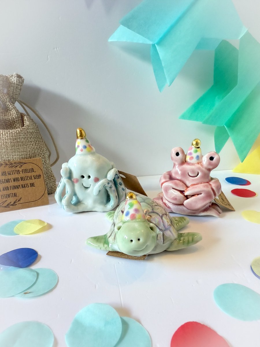 Handmade porcelain party turtle 