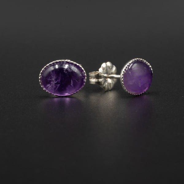  Amethyst and sterling silver stud earrings, Aquarius gift