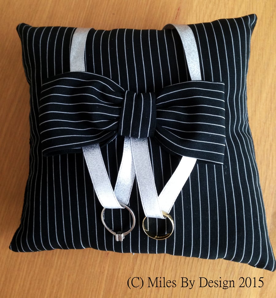 Pinstripe Wedding Ring Cushion