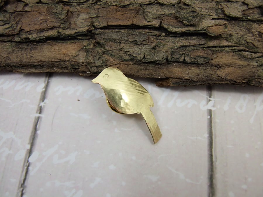 Small Bird Lapel Pin Brooch, Brass Pin