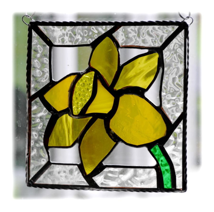 Daffodil Stained Glass Framed Suncatcher Spring Flower 019