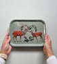 Scottish Stag Tray Thistle Heart Gift, Highland Deer Melamine Serving Tray