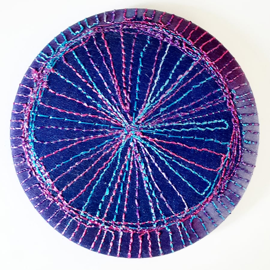 Pocket Mirror with Free Machine Embroidery 