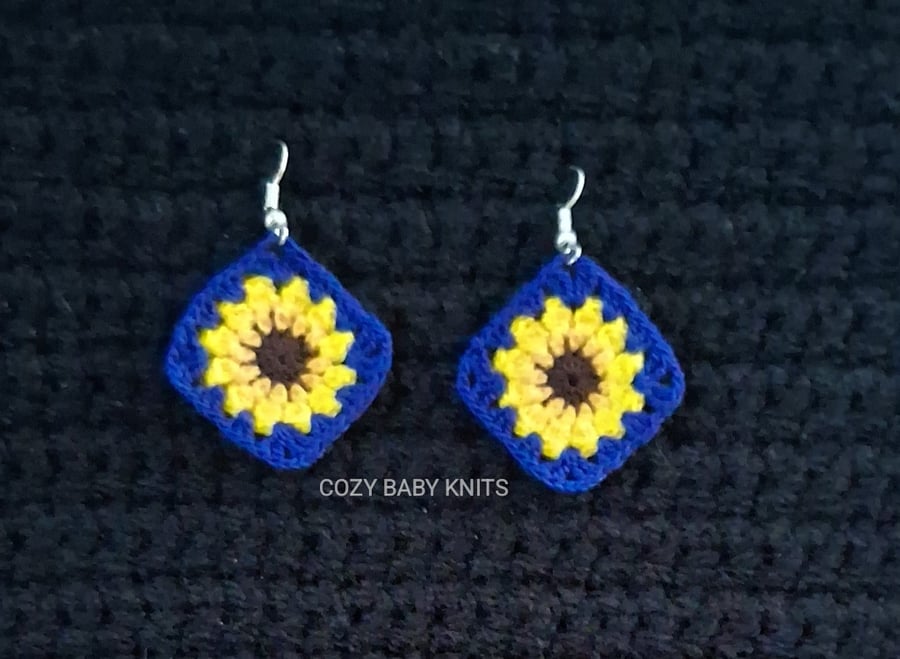 CROCHET SUNFLOWER EARRINGS 