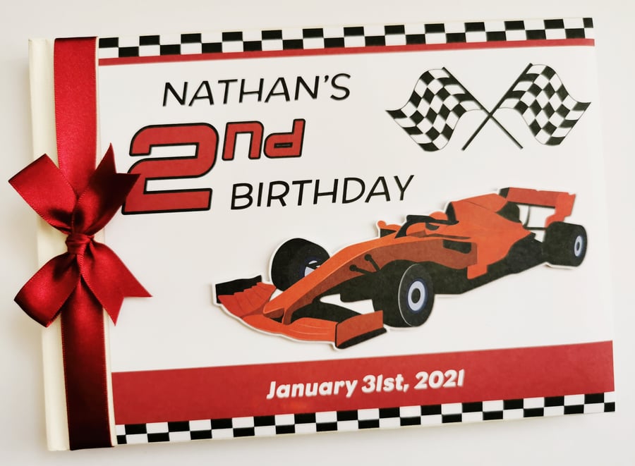 Racing cars Birthday Guest book, racer birthday party book, gift