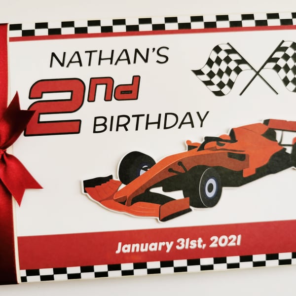 Racing cars Birthday Guest book, racer birthday party book, gift
