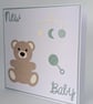 Handmade New Baby Card – Teddy Bear - 5 x 5 Inch Square - Image 2