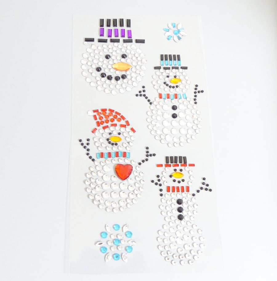 3 Packs Snowman Stickers Sparkly Resin Rhinestone Self Adhesive Embellishments C