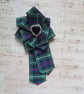 MacKenzie Tartan Ruffle Rosette and Black Heart Crystal Rhinestone Brooch Pin  - Image 3