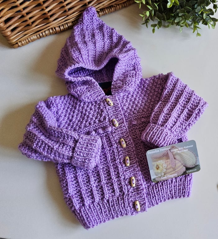 Designer Baby Hand Knitted  Girls Hooded Jacket 0-6 months size