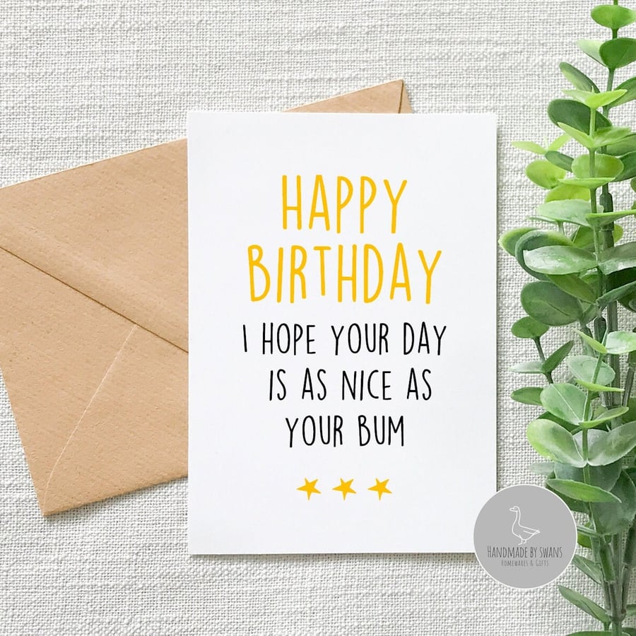 As nice as your bum funny birthday card, funny birthday card for boyfriend, husb