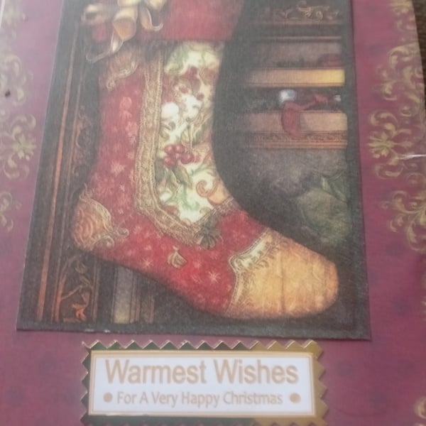 Decorative Christmas Stocking Handmade Card 