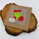 Appliqué Christmas stocking card