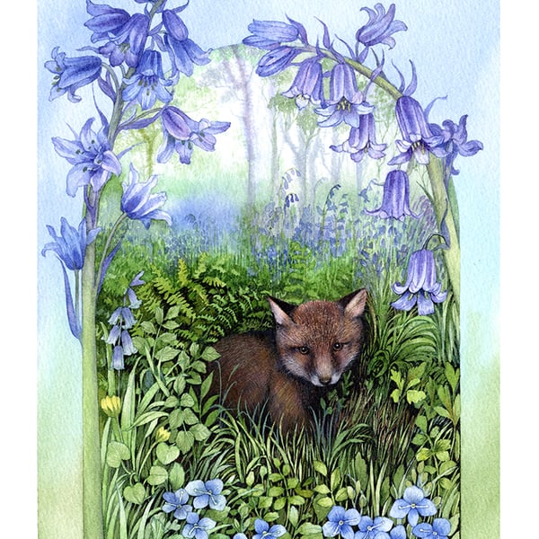 Fox cub print by Valerie Greeley