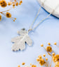 Hawthorn Leaf Pendant - Recycled Silver Real Leaf Necklace - Image 1