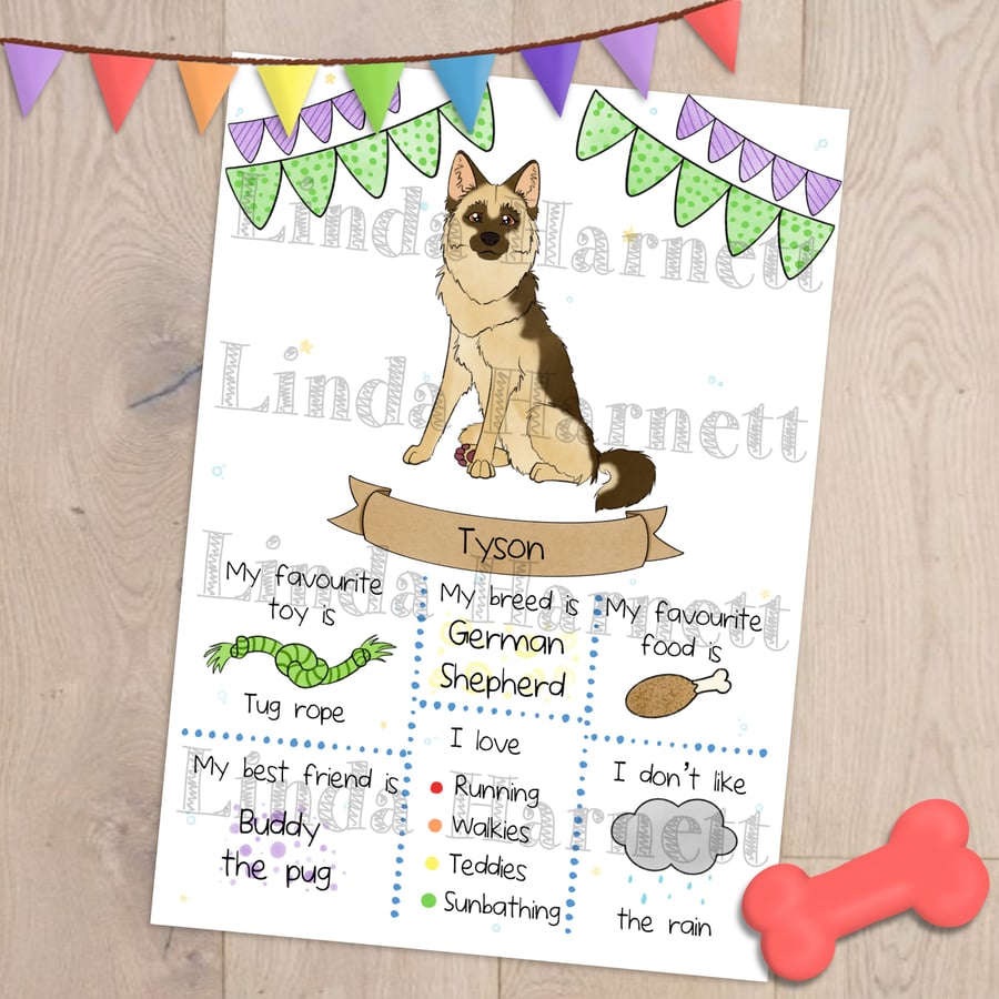 A4 digital pet keepsake illustration 