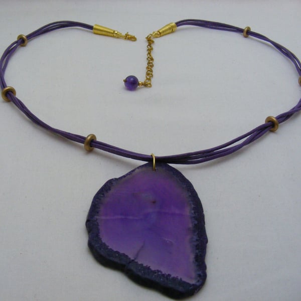 Agate on Leather Thong Necklace