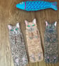 Cork  Cat bookmark. Embroidered kitty page keeper by Fidditchdesigns.