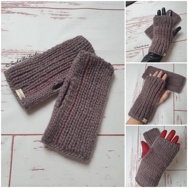 Knitted mittens, Wool fingerless gloves, Over gloves mittens 
