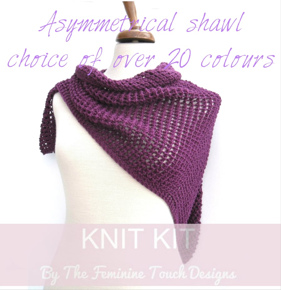 Shawl easy knitting kit 