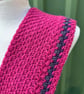 Handmade Fuchsia Pink Scarf with Purple Detail - Image 5
