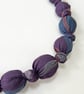 Purple, Grey, Dusky Pink & Blue Liberty Natures's Symmetry Print Fabric Necklace - Image 3