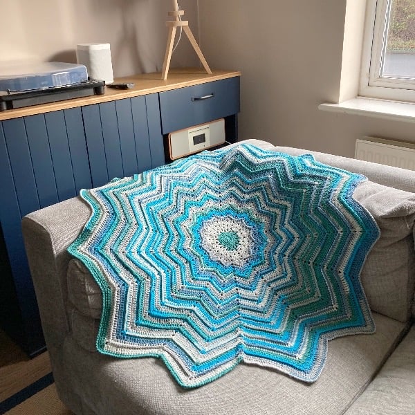 Crocheted Star Shaped Cotton Blend Baby Blanket