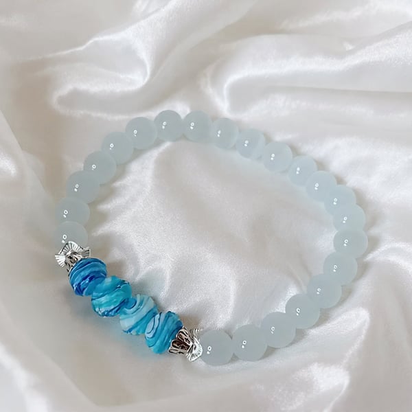 Selenite & Murano Glass Bracelet