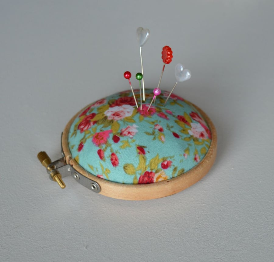 3 inch Embroidery hoop style pin cushion  -a perfect addition to your sewing box