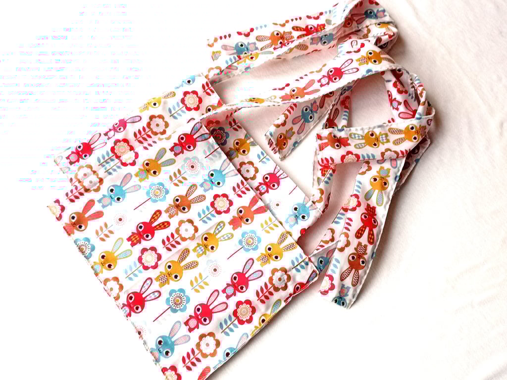 FOLK RABBITS theme, multicoloured, small lined shoulder bag