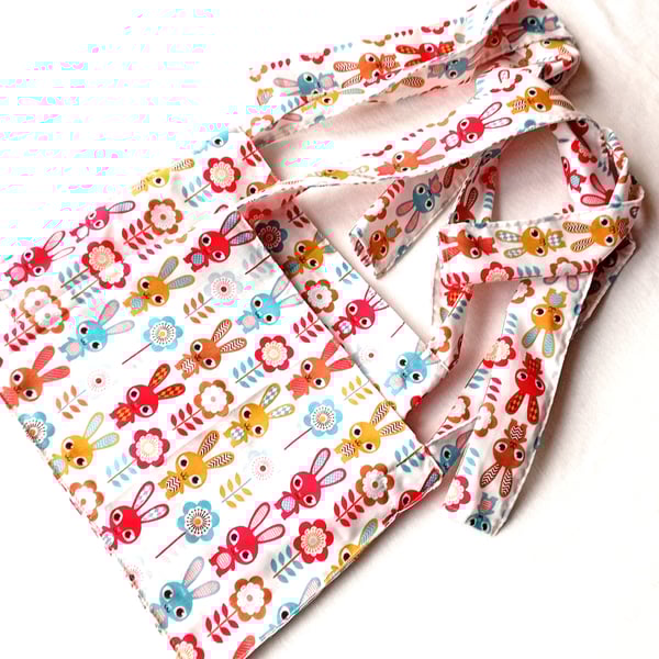 FOLK RABBITS theme, multicoloured, small lined shoulder bag