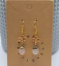 Handmade Dainty Pale Gold Rose Quartz Gemstone Dangle Earrings, Jewellery Gift