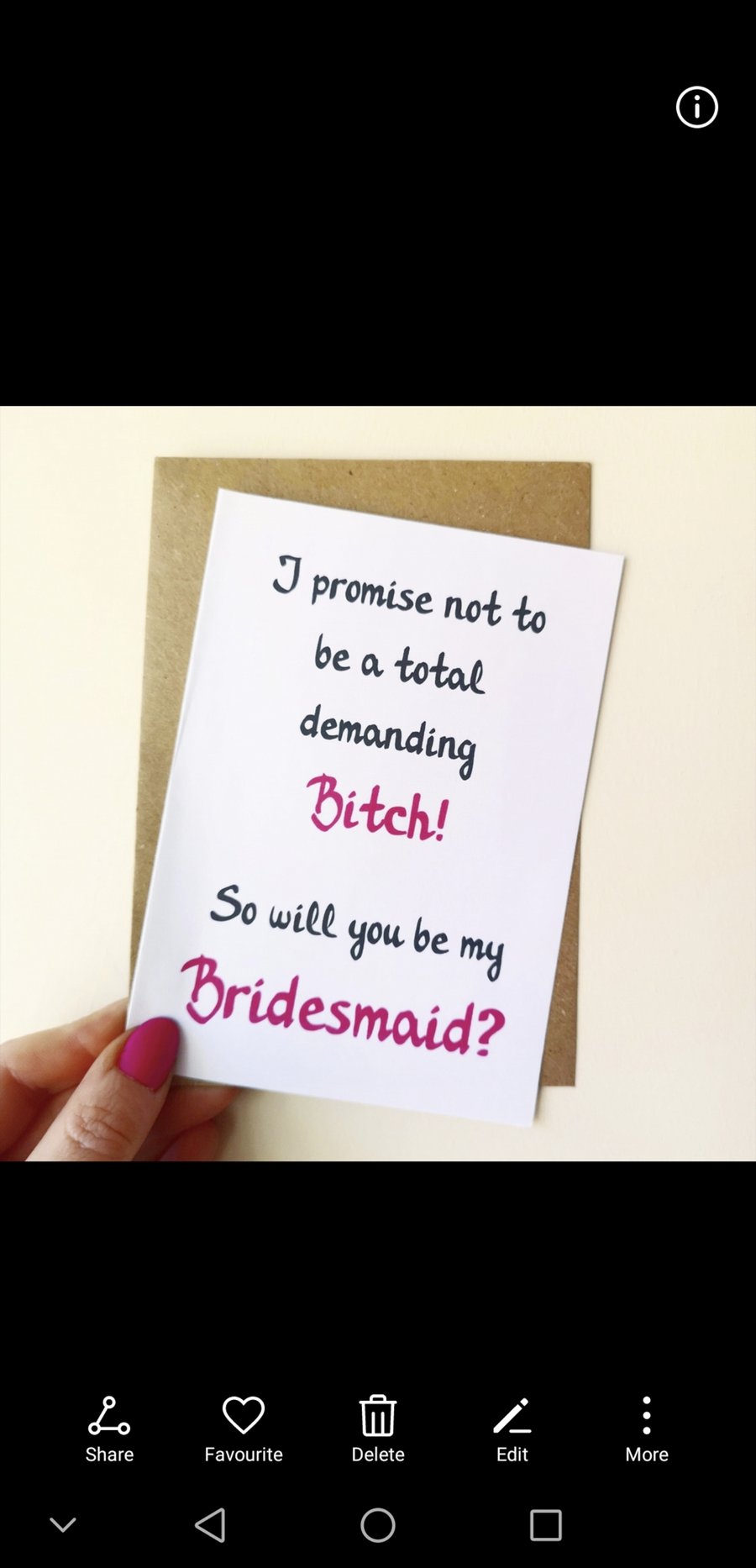 I Promise Not To Be Wedding proposal card Will you be my Bridesmaid Maid Honour
