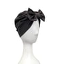 Black Bow Turban Hat, Handmade Ladies Head Covering Hair Loss